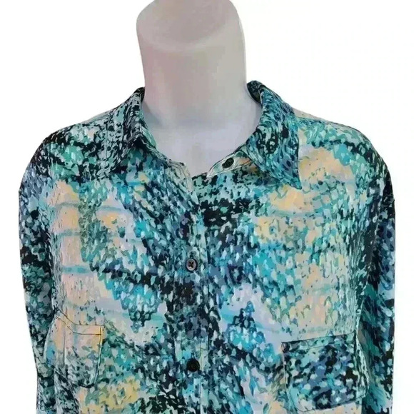 White Stag Womens Front Pockets Button Up 3/4 Sleeves Career Blouse Size XXL - Picture 2 of 10